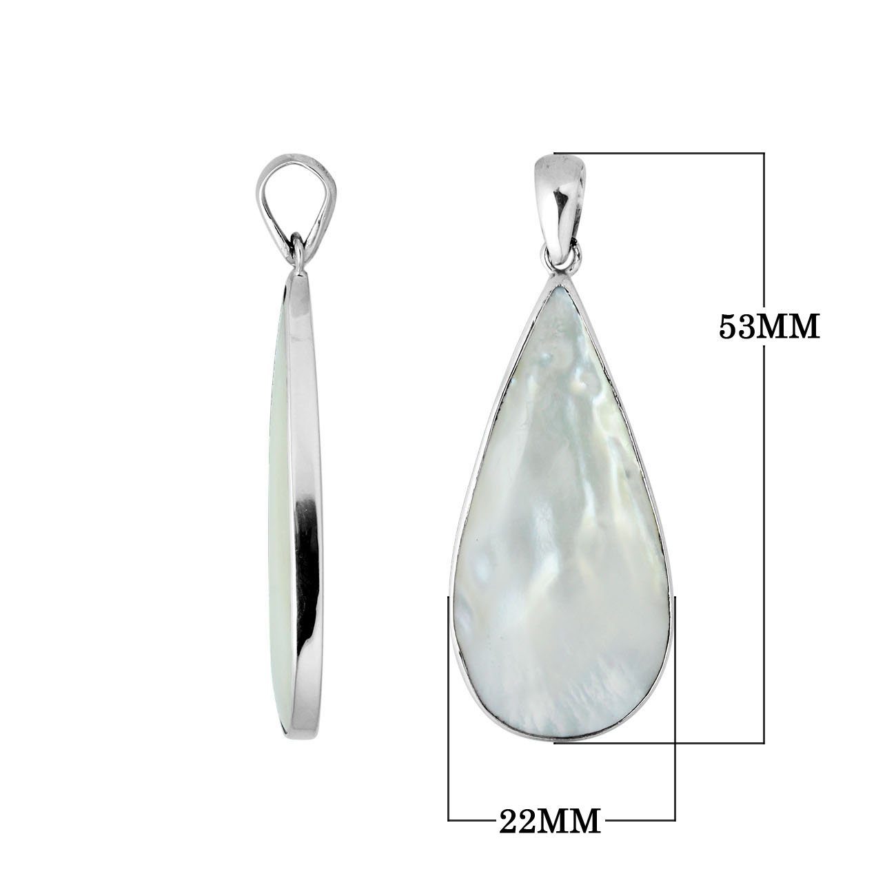 925 Silver Teardrop Pendant With Mother Of Pearl For Wholesale Jewelry Collection
