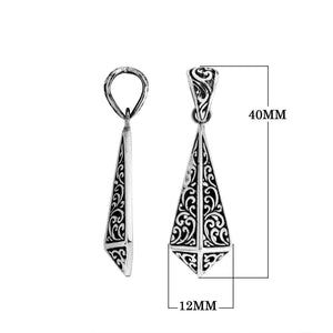 925 Silver Triangular Balinese Engraved Pendant For Wholesale Jewelry Collection