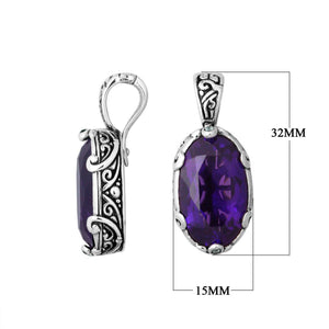925 Silver Oval Pendant With Amethyst Quartz For Wholesale Jewelry Collection