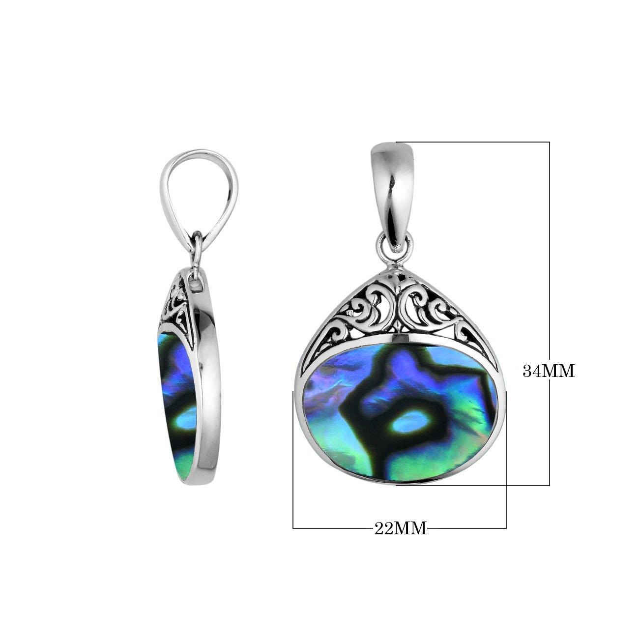 Handcrafted 925 Sterling Silver Teardrop Pendant With Abalone Shell Detailing