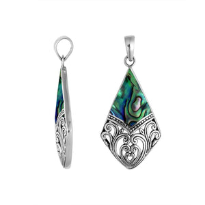 Handcrafted 925 Sterling Silver Diamond Pendant With Abalone Shell Detailing