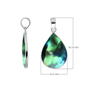 925 sterling silver teardrop pendant with abalone shell and mirror-polished finish handcrafted in Bali