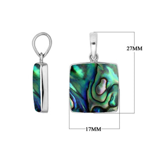 Sterling Silver Square Pendant With Abalone Shell And Polished Frame