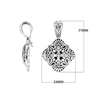 Sterling Silver Balinese Cross Pendant With Cubic Zirconia For Wholesale