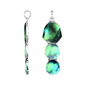 Sterling Silver Three-Link Octagon Shape Abalone Shell Pendant