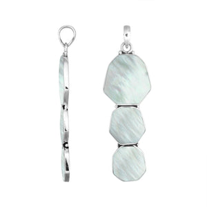 Sterling Silver Three-Link Octagon Shape Mother Of Pearl Pendant