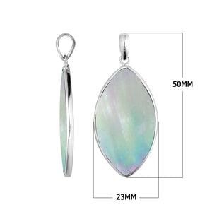 Sterling Silver Mother Of Pearl Marquise Polished Designer Pendant For Wholesale Collections.