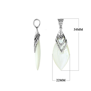 Sterling Silver Mother Of Pearl Layered Teardrop Designer Pendant For Wholesale Jewelry Buyers.