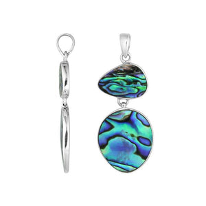 Sterling Silver Abalone Shell Dual Stone Designer Pendant For Wholesale Jewelry Buyers.