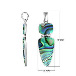 Sterling Silver Abalone Shell Contemporary Dual Stone Pendant For Wholesale Jewelry Buyers.