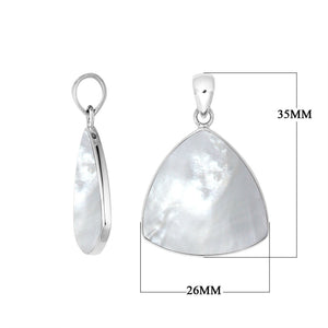 Sterling Silver Mother Of Pearl Triangular Pendant For Wholesale Jewelry Buyers.