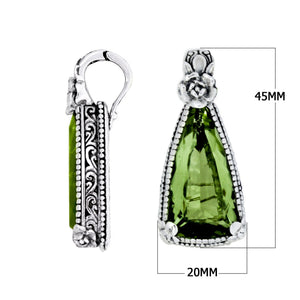 Trapezoid Green Amethyst Quartz Sterling Silver Pendant For Wholesale Jewelry Collection