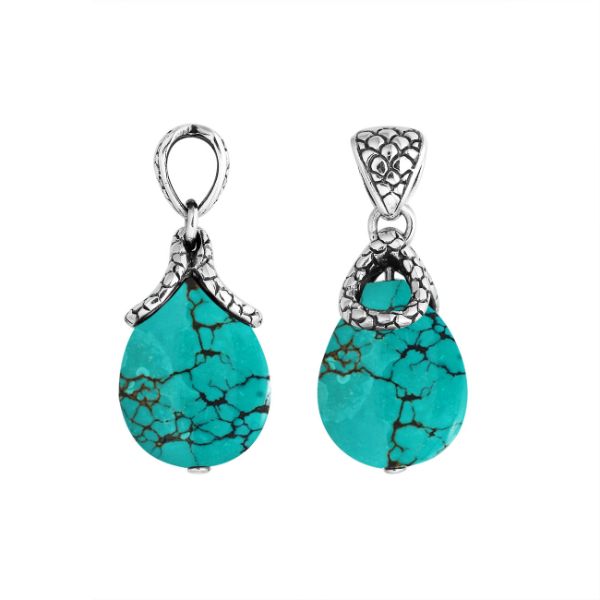 Turquoise Shell Sterling Silver Drop Pendant For Wholesale Jewelry Collections