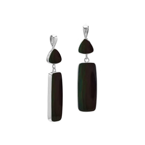 Wholesale Sterling Silver Black Shell Earring With Trillion & Rectangle Drop Design Handcrafted In Bali