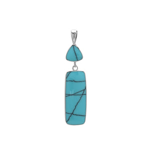 Wholesale Sterling Silver Turquoise Shell Pendant With Trillion & Rectangle Drop Design Handcrafted In Bali