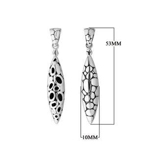Sterling silver long teardrop pendant with pebble texture handcrafted in Balinese classic design