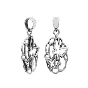 Sterling silver butterfly pendant with polished openwork design and classic craftsmanship.