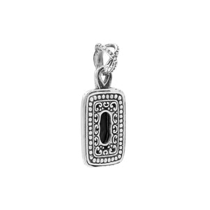 Sterling silver oval pendant featuring Black Onyx with traditional beaded frame and oxidized silver craftsmanship.