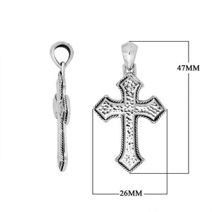Wholesale sterling silver hammered cross pendant with twisted-edge detailing.