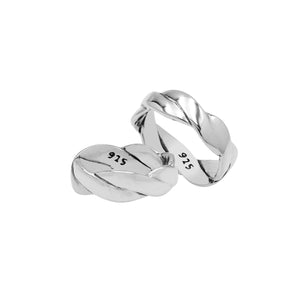 Wholesale sterling silver twisted braid band ring with polished finish – unisex classic wholesale silver jewelry.