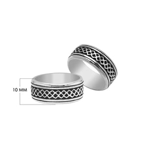 Wholesale sterling silver wide band ring with geometric lattice design, handcrafted in Bali with oxidized finish, bulk jewelry for retailers and suppliers.