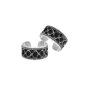Wholesale sterling silver adjustable wide band rings with wavy oxidized pattern, unisex artisan silver jewelry for bulk resellers.