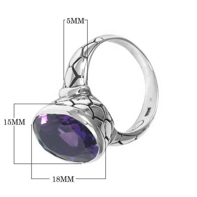 AR-6026-AM-8" Sterling Silver Ring With Amethyst Q. Jewelry Bali Designs Inc 