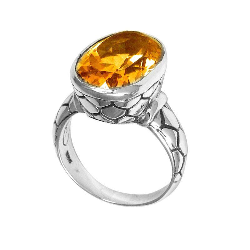 AR-6026-CT-8" Sterling Silver Ring With Citrine Q. Jewelry Bali Designs Inc 