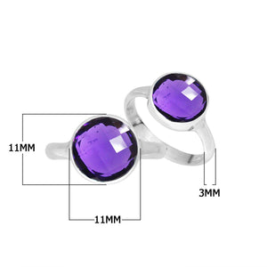 Wholesale sterling silver round bezel stone ring with Amethyst Quartz