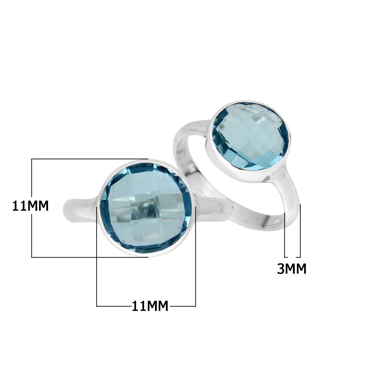Wholesale sterling silver round bezel stone ring with Blue Topaz Quartz