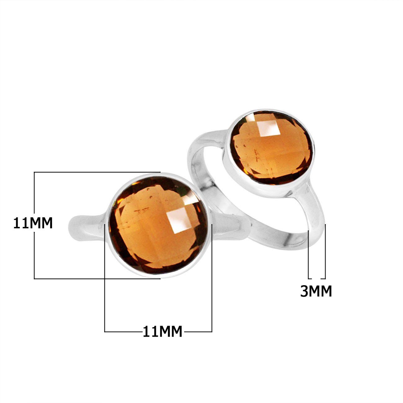 Wholesale sterling silver round bezel double stone ring with Citrine Quartz