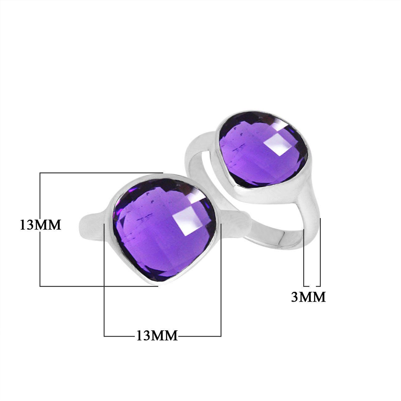 Wholesale sterling silver pear bezel Single stone ring with Amethyst Quartz
