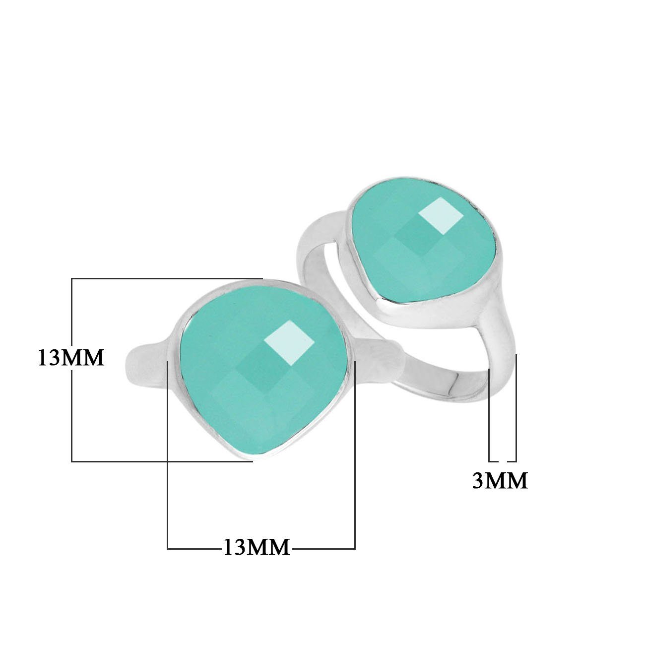 Wholesale sterling silver pear bezel Single stone ring with Green Chalcedony Quartz