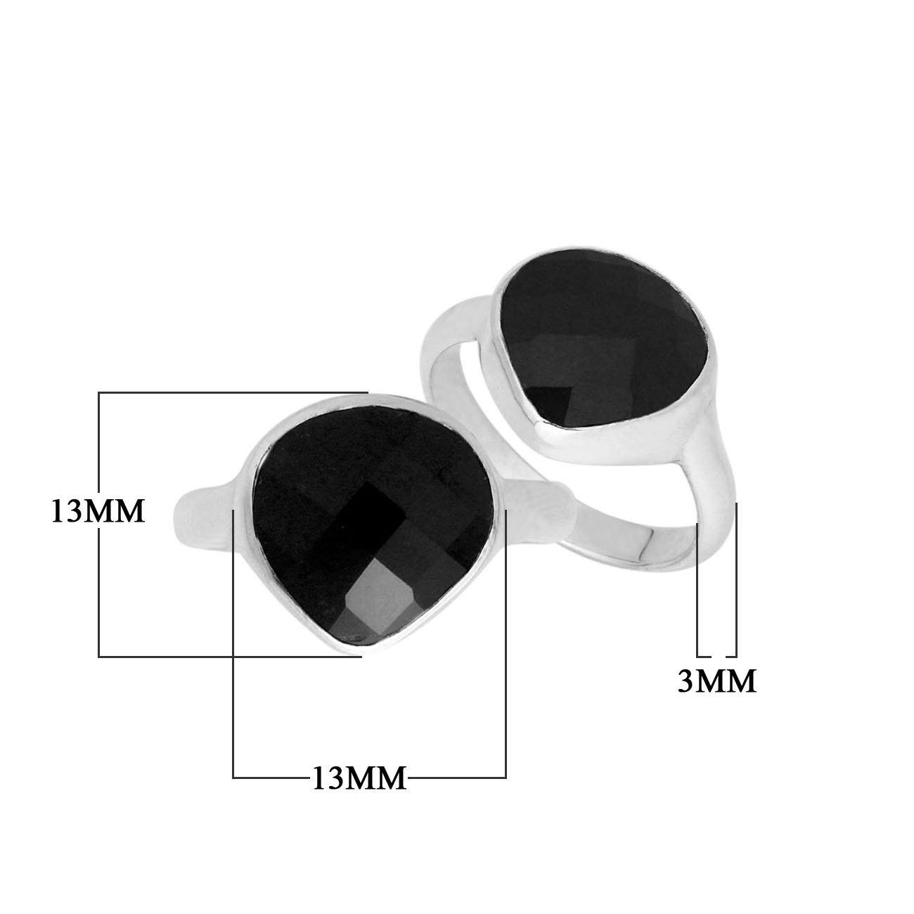 Wholesale sterling silver pear bezel Single stone ring with Black Onyx