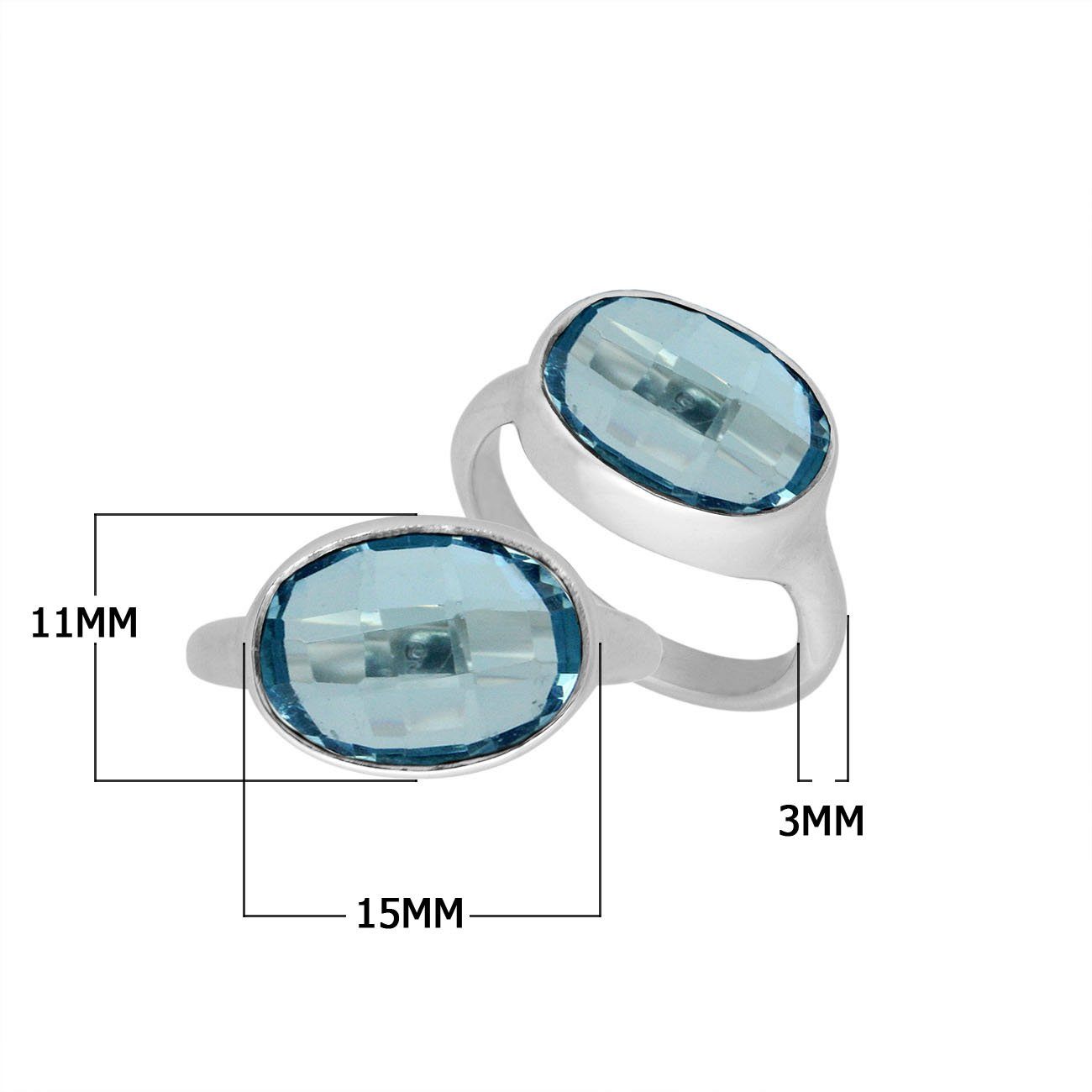 Wholesale oval cut Blue Quartz 925 Sterling Silver ring handcrafted in Bali with polished finish.