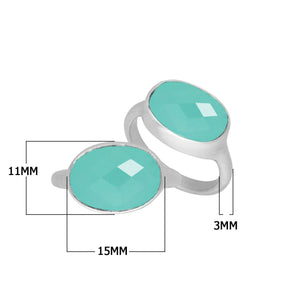 Wholesale 925 Sterling Silver Green Chalcedony Quartz single stone handcrafted ring from Bali