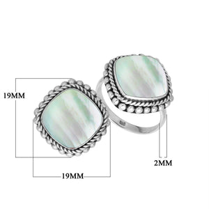 Sterling Silver ring with Mother of Pearl and handcrafted Balinese rope beaded design