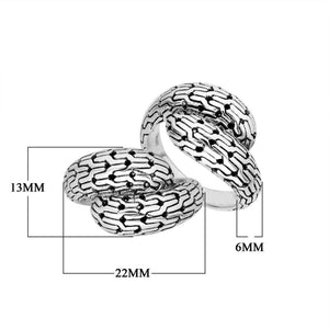 Sterling Silver Bold Pattern Statement Ring In Traditional Balinese Design