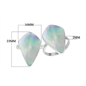 Sterling Silver Long Abstract Designer Statement Ring With Mother Of Pearl For Wholesale