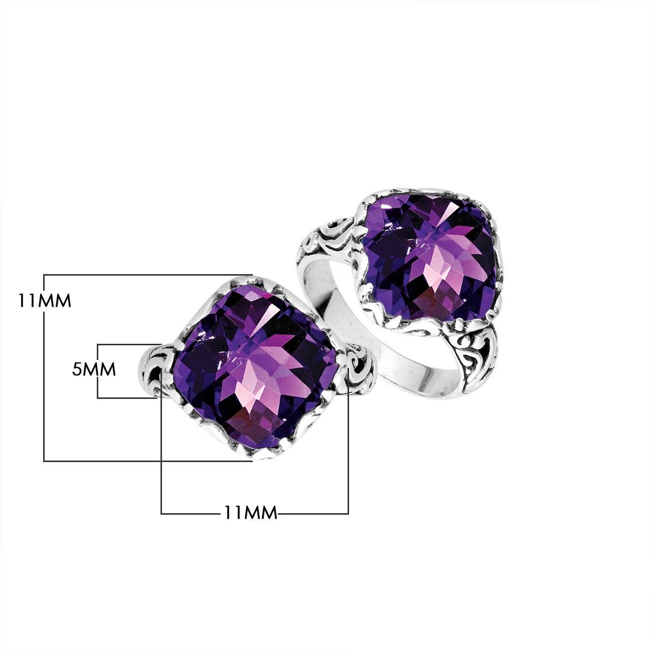 Sterling Silver Cushion Shape Designer Statement Ring With Amethyst Quartz For Wholesale