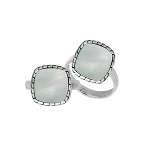 Sterling Silver Cushion Shape Designer Statement Ring With Mother Of Pearl For Wholesale