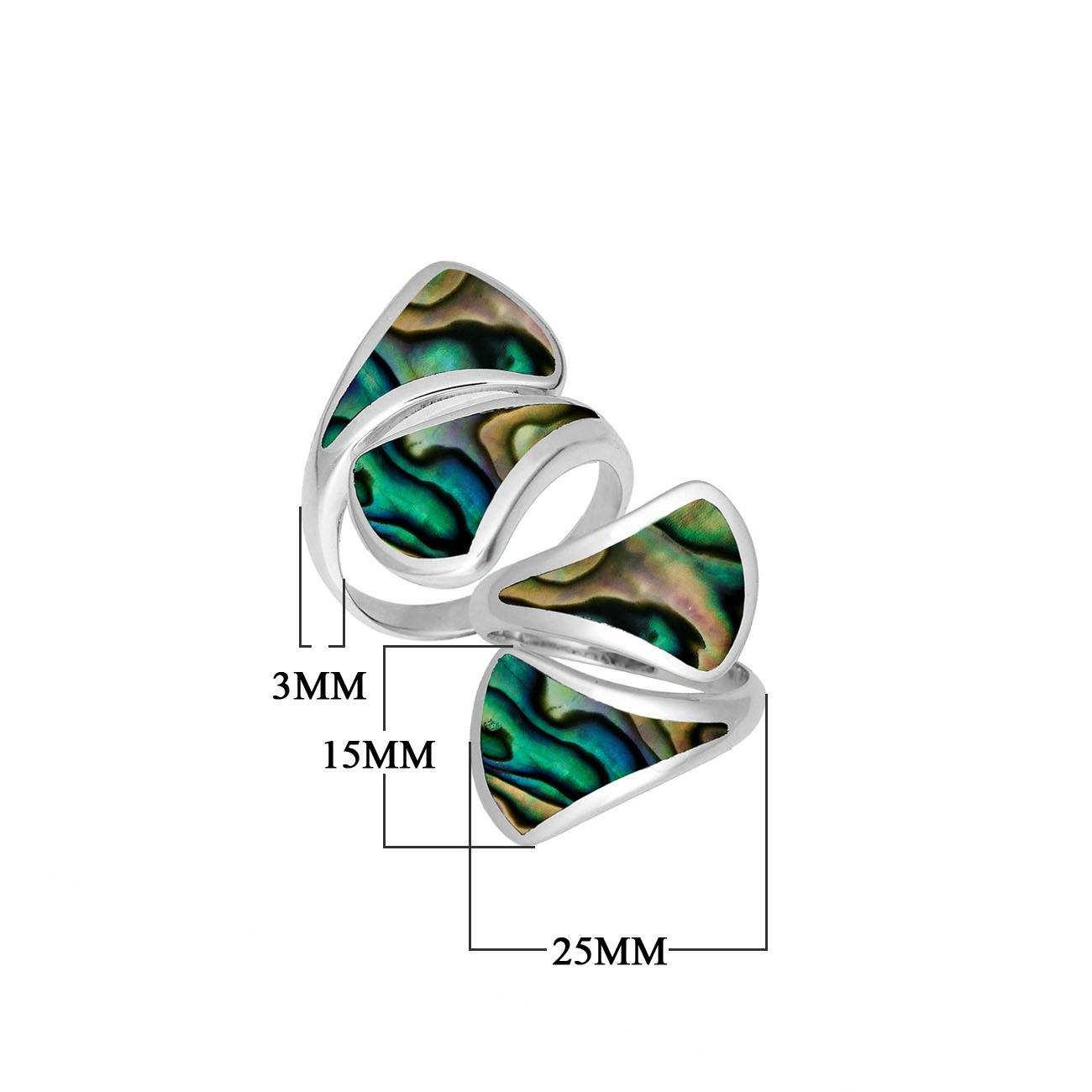 Sterling Silver Modern Open Shape Statement Ring With Abalone Shell