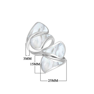 Sterling Silver Modern Open Shape Statement Ring With Mother Of Pearl