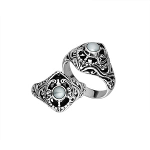 Sterling Silver Balinese Design Ring With Round Fresh Water Pearl