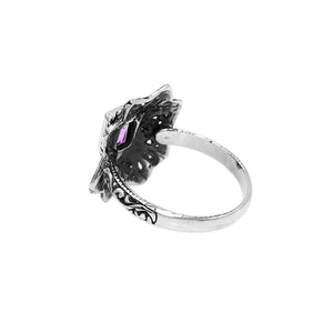 Sterling Silver Designer Ring With Amethyst Quartz In Balinese Style