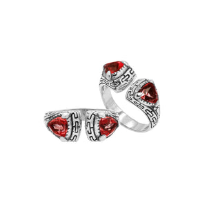Sterling Silver Balinese Open Ring With Garnet Quartz For Wholesale