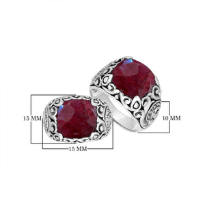 Sterling Silver Balinese Scroll Pattern Ring With Ruby