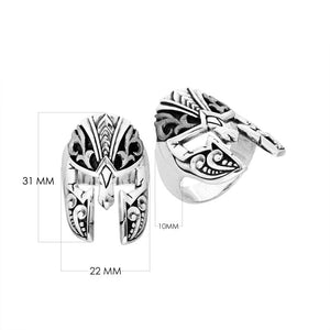 Sterling Silver Beautiful Stylish Warrior Helmet Heritage Designer Ring With Balinese Craftsmanship.