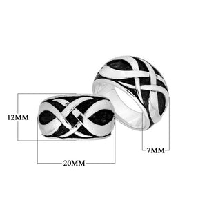 Sterling Silver Interwoven Oxidized Dome Ring For Wholesale Jewelry Buyers.