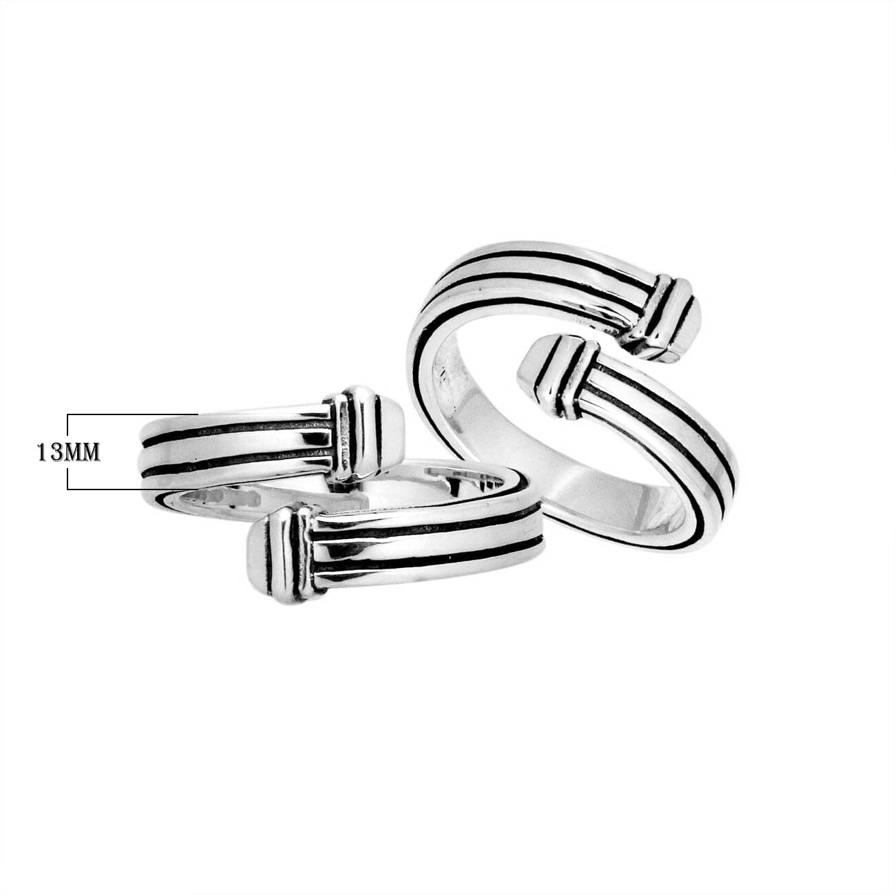 Sterling Silver handcrafted minimal open band ring wholesale from Bali, Indonesia with double-stripe design